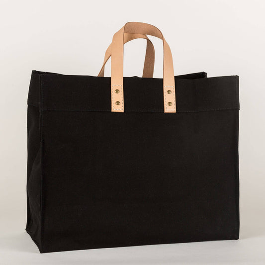 Box Tote Bag Canvas and Leather