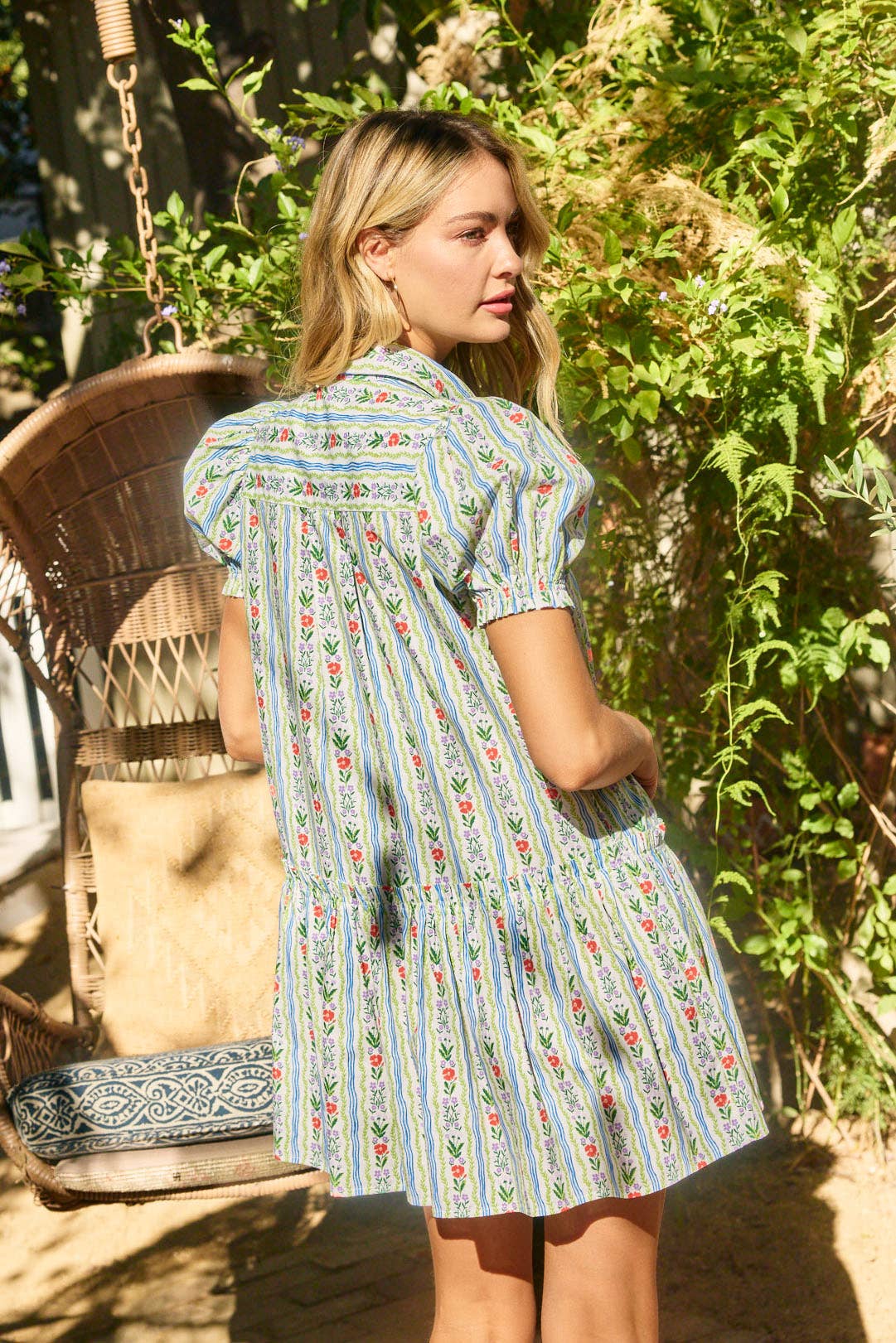 FLORAL BUTTON DOWN MINI DRESS - 6019D